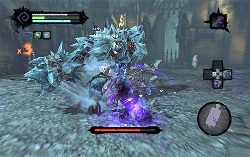 Dobrym pomysłem na wygranie tego pojedynku jest także użycie Postaci Żniwiarza - Leże Obalonego Króla | DODATKOWE LOKACJE | Darksiders 2 - Darksiders 2 - poradnik do gry