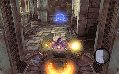 Po wygranej bitwie zbadaj okolicę, natrafiając na jeszcze jedną Monetę Przewoźnika - Zbudź Wartownika (2) | Serce Góry | Darksiders 2 - Darksiders 2 - poradnik do gry
