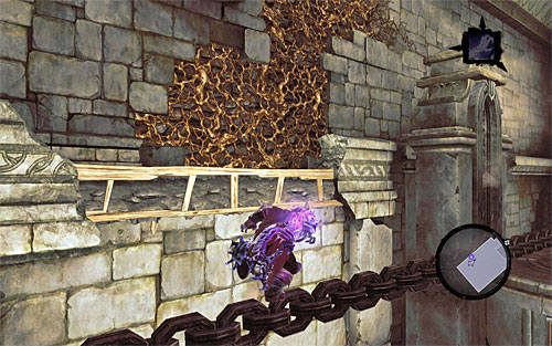 Musisz teraz szybko działać, albowiem cała konstrukcja sukcesywnie obniża się - Zbudź Wartownika (3) | Serce Góry | Darksiders 2 - Darksiders 2 - poradnik do gry