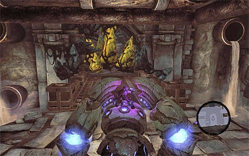 Powróć do poprzedniego obszaru i wskocz ponownie na konstrukta, którego użyłeś do rozwiązania ostatniej zagadki - Zbudź Wartownika (3) | Serce Góry | Darksiders 2 - Darksiders 2 - poradnik do gry