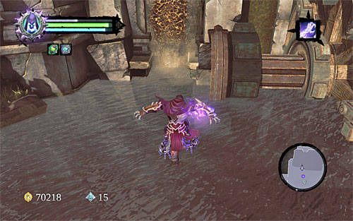 Wskocz do wody i popłyń na wschód, czyli w stronę bardzo wysokiego muru - Zbudź Wartownika (3) | Serce Góry | Darksiders 2 - Darksiders 2 - poradnik do gry