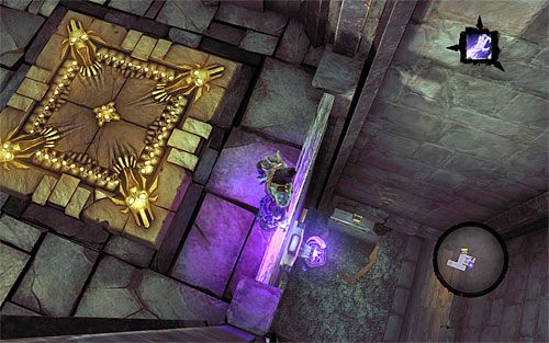 Odszukaj pokazane na powyższym screenie miejsce i zeskocz na najniższy poziom - Znajdź Wiekuisty Tron (1) | Władca Kości | Darksiders 2 - Darksiders 2 - poradnik do gry