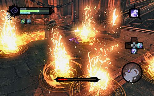 Drugie z utrudnień to pojawienie się znaków na niemal całej arenie - Boss 19 - Samael | Władca Czarnej Skały | Darksiders 2 - Darksiders 2 - poradnik do gry