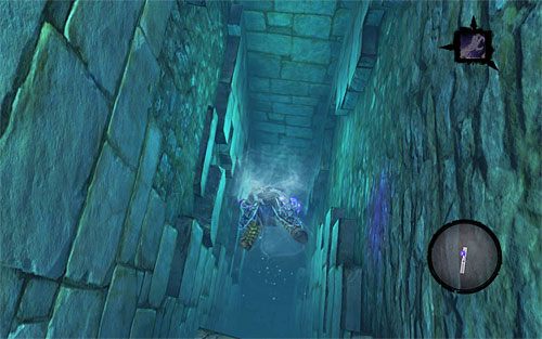 Zeskocz do wody i NIE powracaj do schodów, tylko zanurkuj, odnajdując pokazany na powyższym screenie podwodny tunel - Grań Płaczu | DODATKOWE LOKACJE | Darksiders 2 - Darksiders 2 - poradnik do gry