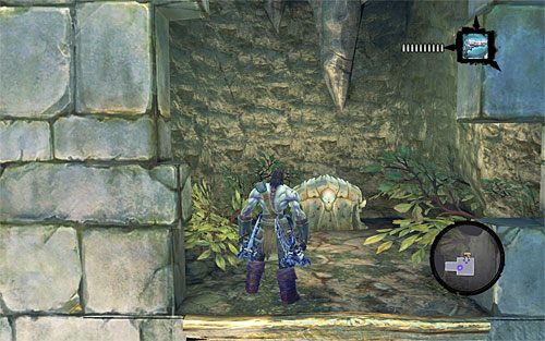 Podpłyń do ściany z interaktywnymi krawędziami i przystąp do wspinaczki - Przywróć Górskie Łzy (2) | Górskie Łzy | Darksiders 2 - Darksiders 2 - poradnik do gry