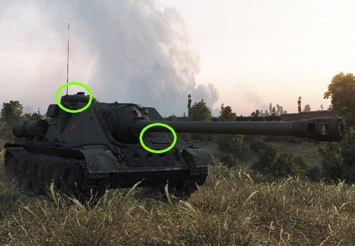 Jak w przypadku poprzednika czyli SU-85, mamy nieomal identyczną sytuację: wrogie pestki niskiej penetracji (80-90) pozbawią nas życia przy odrobinie skupienia i wycelowaniu w wizjer kierowcy lub właz załogi na dachu; cała reszta strzelając w prawie dowolne miejsce naszego SU-100 - SU-100 | Radziecki niszczyciel czołgów w World of Tanks - World of Tanks - poradnik do gry