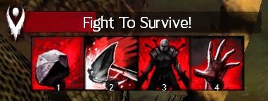 Pasek umiejętności dostępny dla wojownika, gdy walczy on o swoje życie. - Walka w Guild Wars 2 | Podstawy rozgrywki - Guild Wars 2 - poradnik