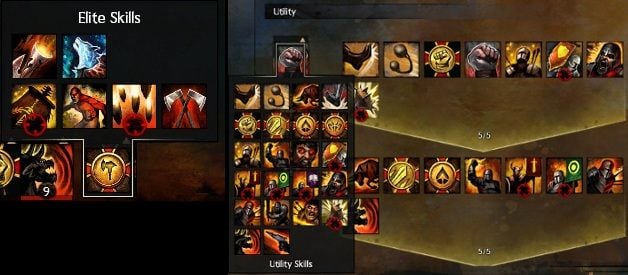 Dwie metody ustawiania umiejętności: z paska zdolności oraz z menu bohatera. - Umiejętności | Bohater i jego rozwój w Guild Wars 2 - Guild Wars 2 - poradnik