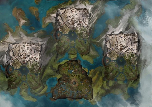 W jednej wojnie WvW uczestniczą jednocześnie trzy światy-serwery. - World vs World - wprowadzenie | Rywalizacja z innymi graczami w Guild Wars 2 - Guild Wars 2 - poradnik