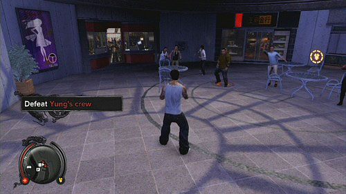Gdy skończysz, udaj się do zaznaczonej galerii, a następnie pobij znajdujących się tam gangsterów - Initiation - Opis przejścia - Sleeping Dogs - poradnik do gry