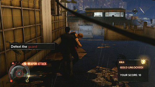 Na górze spotkasz odwróconego plecami strażnika, którego możesz ogłuszyć i pozbawić broni - Big Smile Lee | Opis przejścia Sleeping Dogs - Sleeping Dogs - poradnik do gry