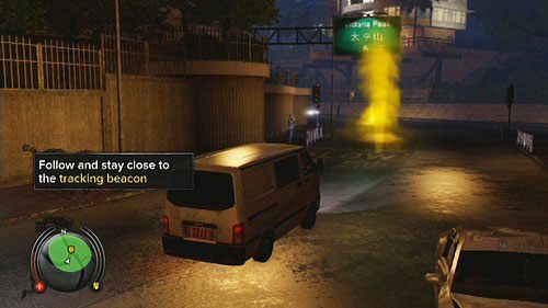 Po rozmowie z profesorem Tangiem wsiądź do zaparkowanej niedaleko ciężarówki i jedź nią za zaznaczonymi na mapie żółtymi flarami - Kennedy Town | Zadania poboczne w Sleeping Dogs - Sleeping Dogs - poradnik do gry