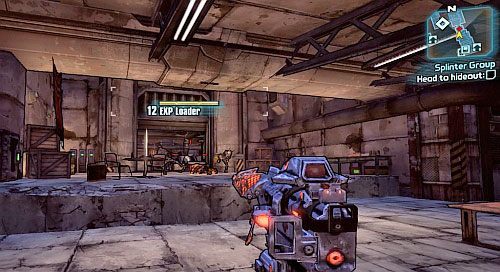 Kiedy odwiedzisz Bloodshot Stronghold, po ukończeniu zadania głównego A Dam Fine Rescue, we wskazanym miejscu na mapie [1], zobaczysz Robota, pokazanego na obrazku - Misje poboczne - Out of Body Experience | Borderlands 2 - Borderlands 2 - poradnik do gry