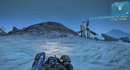 Po przyjęciu zadania [1], skorzystaj z Fast Travel i przenieś się do The Dust - The Good, the Bad, and the Mordecai | Misje poboczne - Sanctuary 2 - Borderlands 2 - poradnik do gry