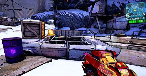 Drugi egzemplarz odnajdziesz w środku wraku samochodu [3] - The Cold Shoulder | Misje poboczne - Sanctuary 2 | Borderlands 2 - Borderlands 2 - poradnik do gry