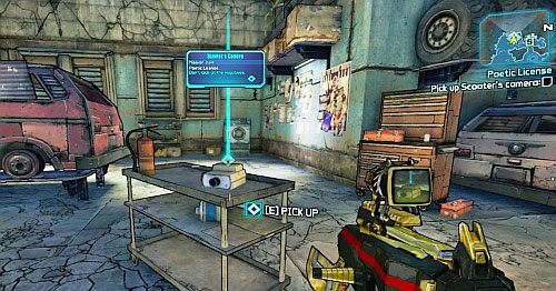 Porozmawiaj ze Scooterm [1], a następnie zabierz Scooters Camera z jego warsztatu - Poetic License | Misje poboczne - Sanctuary 2 | Borderlands 2 - Borderlands 2 - poradnik do gry