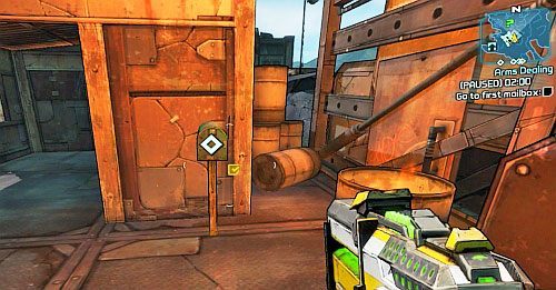 Misję otrzymasz z tablicy z zadaniami [1], w północnej części Highlands - Arms Dealing | Misje poboczne - The Highlands | Borderlands 2 - Borderlands 2 - poradnik do gry