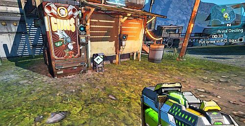 Teraz wróć do pojazdu i jedź jak najszybciej do tablicy z zadaniami [1] (wciąż odmierzany jest czas) - Arms Dealing | Misje poboczne - The Highlands | Borderlands 2 - Borderlands 2 - poradnik do gry