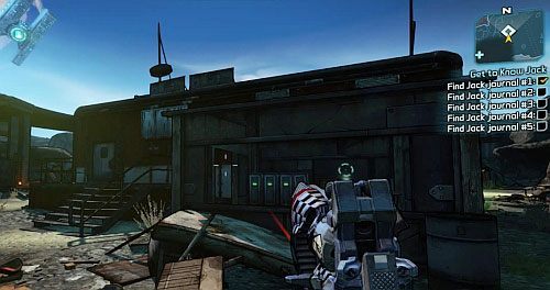 Drugi odnajdziesz na dachu budynku [3], pokazanego na obrazku - Get to Know Jack | Misje poboczne - Arid Nexus Badlands | Borderlands 2 - Borderlands 2 - poradnik do gry