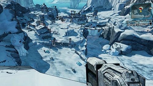 Kiedy będziesz na miejscu [1], podążaj za Claptrapem w kierunku osady - Cleaning up the Berg | Zadania główne w Borderlands 2 - Borderlands 2 - poradnik do gry