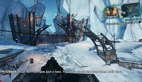 Teraz podejdź do bramy w północnej części obozu, gdzie będzie stał Claptrap - Best Minion Ever | Zadania główne w Borderlands 2 - Borderlands 2 - poradnik do gry