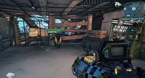 Podążaj za Claptrapem w górę obozu, by dotrzeć do wejścia na arenę, na której zmierzysz się z Captain Flynt [4] - Best Minion Ever | Zadania główne w Borderlands 2 - Borderlands 2 - poradnik do gry