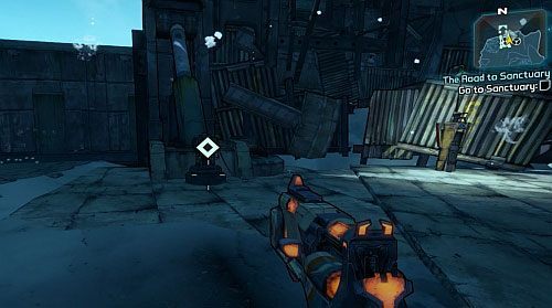 Kiedy oczyścisz teren, podejdź do przycisku po prawej stronie bramy - The Road to the Sanctuary | Zadania główne w Borderlands 2 - Borderlands 2 - poradnik do gry