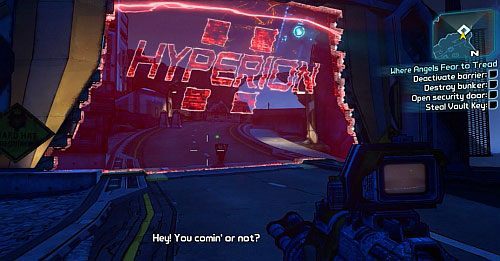 Po przyjęciu zadania od Rolanda [1], idź porozmawiać z Claptrapem [2] - Where Angels Fear to Tread part 1, 2 | Zadania główne w Borderlands 2 - Borderlands 2 - poradnik do gry