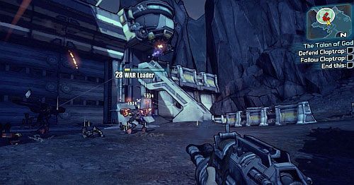 Pojedź do południowo zachodniej części mapy, gdzie ponownie porozmawiaj z Claptrapem [3] - The Talon of God | Zadania główne w Borderlands 2 - Borderlands 2 - poradnik do gry