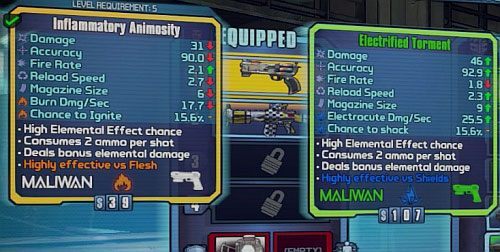 Dodatkowo, niektóre bronie powodują dodatkowe obrażenia od żywiołów - Bronie | Porady ogólne do Borderlands 2 - Borderlands 2 - poradnik do gry