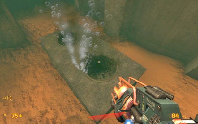 Nim zanurkujesz zlokalizuj dwa kanały pod wodą - bezproblemowo to zrobisz dzięki bąbelkom, które tworzą się na powierzchni - Surface Tension - Na tamie | Surface Tension | Black Mesa - Black Mesa - poradnik do gry