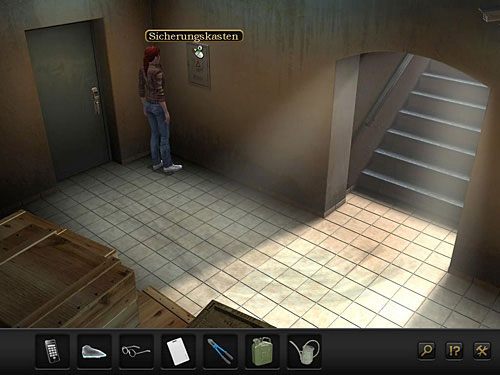 Wyjdź z archiwum i obadaj wiszącą na ścianie skrzynkę z bezpiecznikami - Rozwiąż problem oświetlenia w archiwum | Rozdział 4 - San Francisco, USA - Secret Files 3: The Archimedes Code - poradnik do gry
