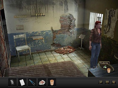 Napełnij go wodą z toalety (po prawej) - Przedostań się do sąsiedniego budynku | Rozdział 5 - Alcatraz, USA - Secret Files 3: The Archimedes Code - poradnik do gry