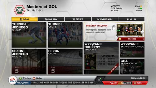 Za pomocą panelu Graj możesz wziąć udział w przeróżnych rozgrywkach, zarówno online, jak i offline - Rozgrywki | FIFA Ultimate Team w FIFA 13 - FIFA 13 - poradnik do gry