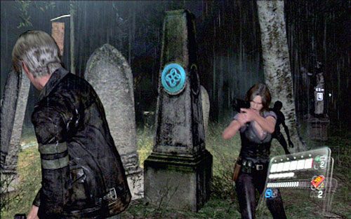 Obejdź groby znajdujące się z lewej strony, a na tyle jednego z nich znajdziesz pierwszy emblemat - Rozdział II | Emblematy - Leon | Resident Evil 6 - Resident Evil 6 - poradnik do gry