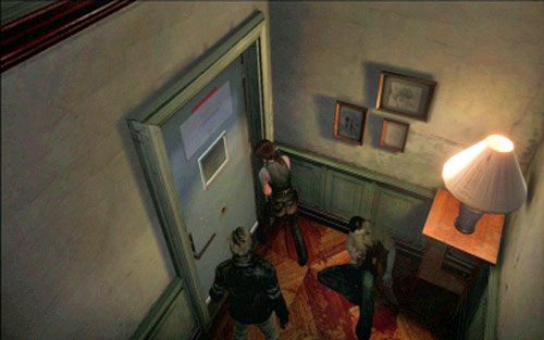 Idąc przez kolejne pokoje dojdziesz bezpiecznie do zamkniętych drzwi - 1 - Ulice miasta | Kampania Leona | Solucja Resident Evil 6 - Resident Evil 6 - poradnik do gry