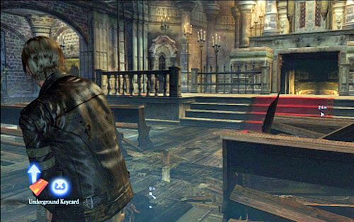 Obok zwłok znajdziesz kartę otwierającą wrota pod ołtarzem - 2 - Katedra | Kampania Leona | Solucja Resident Evil 6 - Resident Evil 6 - poradnik do gry