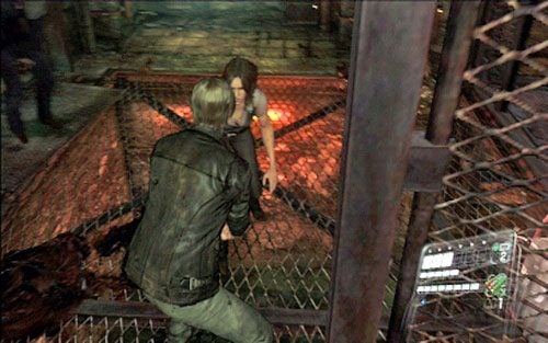 Musisz pomóc towarzyszce na nią wskoczyć i poczekać, aż uruchomi ona kolejny mechanizm - 2 - Tajne laboratorium | Kampania Leona | Solucja Resident Evil 6 - Resident Evil 6 - poradnik do gry