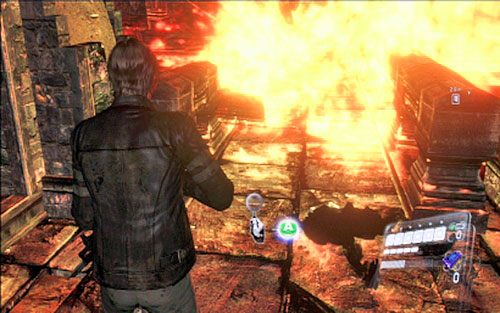 Kawałek dalej droga zostanie zablokowana przez ścianę płomieni - 3 - Katakumby | Kampania Leona | Solucja Resident Evil 6 - Resident Evil 6 - poradnik do gry