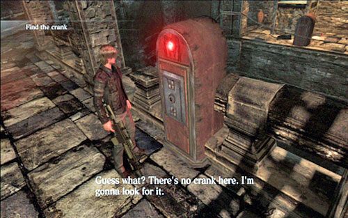 Kilka kroków dalej znajdziesz mechanizm otwierający kratę, który niestety pozbawiony jest korby - 3 - Katakumby | Kampania Leona | Solucja Resident Evil 6 - Resident Evil 6 - poradnik do gry