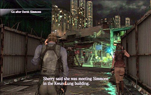 Po obejrzeniu animacji, idź prosto i razem z partnerem otwórz duże wrota - 4 - Opuszczony targ | Kampania Leona | Solucja Resident Evil 6 - Resident Evil 6 - poradnik do gry