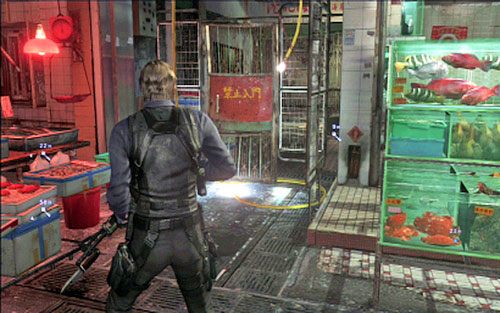 Aby zdobyć pierwszy klucz, udaj się w lewo - 4 - Opuszczony targ | Kampania Leona | Solucja Resident Evil 6 - Resident Evil 6 - poradnik do gry
