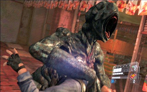Idąc dalej prosto zostaniesz nagle zaatakowany przez kolejnego zombiaka - 4 - Opuszczony targ | Kampania Leona | Solucja Resident Evil 6 - Resident Evil 6 - poradnik do gry