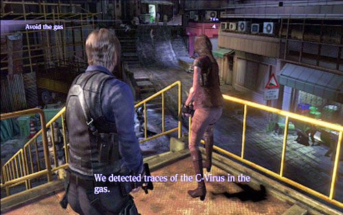 Zaraz na początku etapu zejdź po schodach w dół, a następnie cały czas biegnij za jednym z żołnierzy - 5 - Miasto | Kampania Leona | Solucja Resident Evil 6 - Resident Evil 6 - poradnik do gry