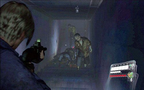 Kawałek dalej znajduje się korytarz, który zaprowadzi cię do prowadzących w dół schodów - 5 - Miasto | Kampania Leona | Solucja Resident Evil 6 - Resident Evil 6 - poradnik do gry