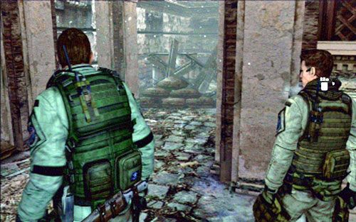 Dalsza droga prowadzi do budynku z lewej - 2 - Szturm przez miasto | Kampania Chrisa | Solucja Resident Evil 6 - Resident Evil 6 - poradnik do gry