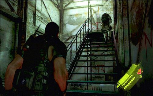 Po śmierci ostatniego wroga udaj się we wskazane miejsc, kierując się cały czas w górę - 3 - Miejskie ulice | Kampania Chrisa | Solucja Resident Evil 6 - Resident Evil 6 - poradnik do gry