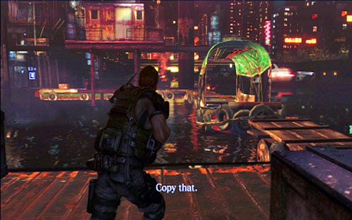 Po zakończeniu starcia przeskocz po łodziach do wskazanej bramy i przejdź na drugą stronę - 3 - Nabrzeże | Kampania Chrisa | Solucja Resident Evil 6 - Resident Evil 6 - poradnik do gry