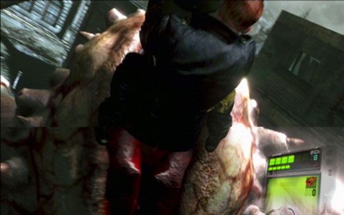 Gdy wielki stwór podejdzie do ciebie, wróć do broni, a następnie tak długo strzelaj, aż bestia uklęknie - 1 - Starcie z B.O.W. | Kampania Jakea | Solucja Resident Evil 6 - Resident Evil 6 - poradnik do gry