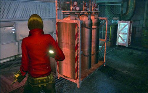 Kawałek dalej zobaczysz butle z gazem, które możesz przesunąć - 1 - Skradanie po okręcie | Kampania Ady Wong | Solucja Resident Evil 6 - Resident Evil 6 - poradnik do gry